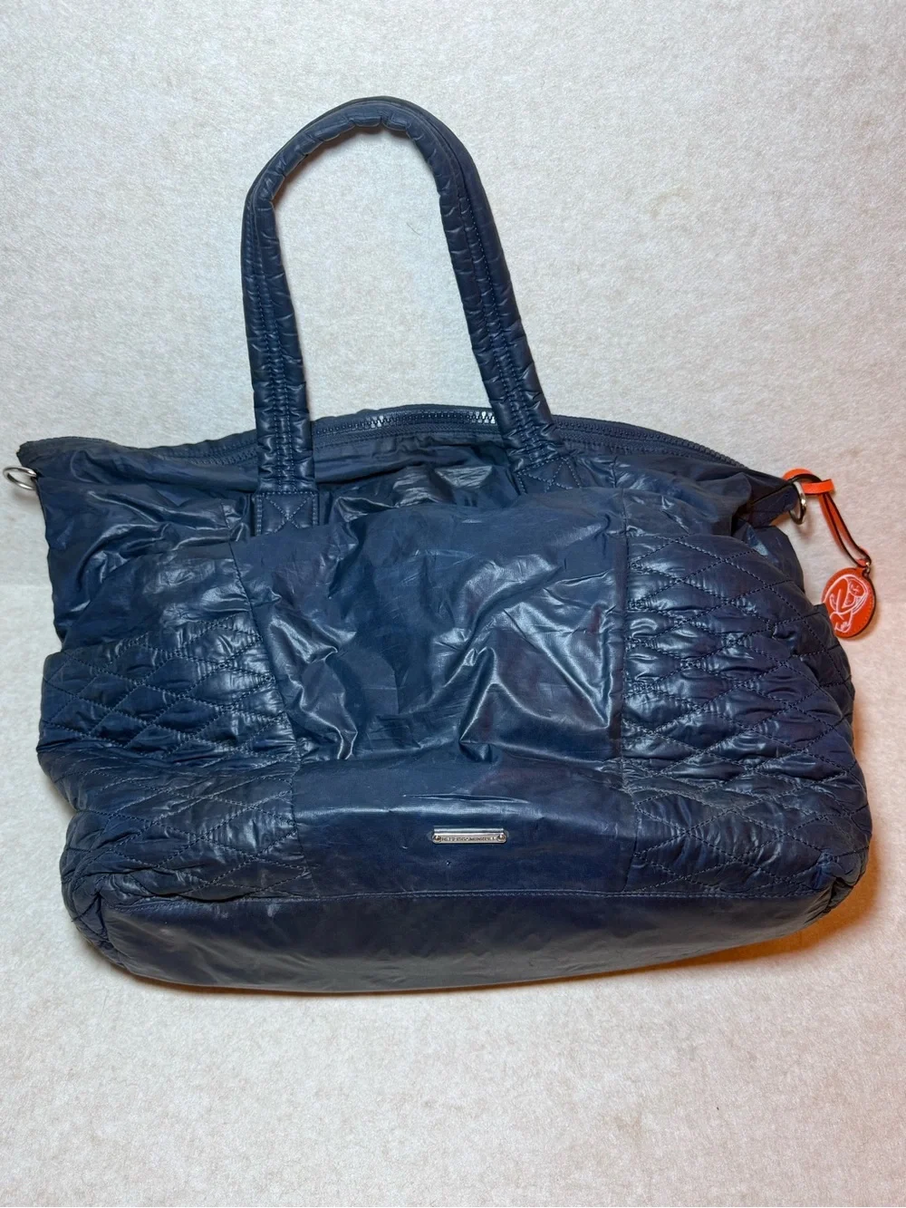 Rebecca Minkoff Yoko Blue Leather Quilted Diaper Bag Shoulder Straps